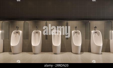 Urinalhintergrund der öffentlichen Toilette, 3D-Rendering Stockfoto