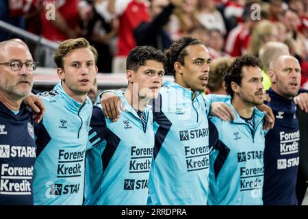 Kopenhagen, Dänemark. September 2023. Christian Norgaard aus Dänemark wurde während des Qualifikationsspiels zur UEFA Euro 2024 zwischen Dänemark und San Marino in Parken in Kopenhagen gesehen. (Foto: Gonzales Photo/Alamy Live News Stockfoto