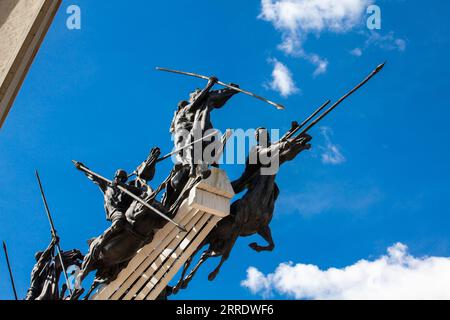 Paipa, Boyaca, Kolumbien – 8. August 2023: Detail des Vargas Swamp Lancers Memorial in der Nähe der Stadt Paipa in Boyacá. Umgesetzt durch kolumbianische Kunst Stockfoto