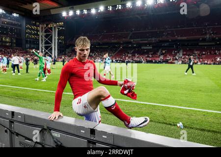 Kopenhagen, Dänemark. September 2023. Rasmus Hojlund aus Dänemark nach dem Qualifikationsspiel zur UEFA Euro 2024 zwischen Dänemark und San Marino in Parken in Kopenhagen. (Foto: Gonzales Photo/Alamy Live News Stockfoto