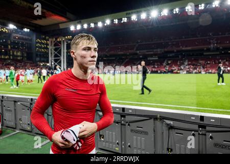 Kopenhagen, Dänemark. September 2023. Rasmus Hojlund aus Dänemark nach dem Qualifikationsspiel zur UEFA Euro 2024 zwischen Dänemark und San Marino in Parken in Kopenhagen. (Foto: Gonzales Photo/Alamy Live News Stockfoto