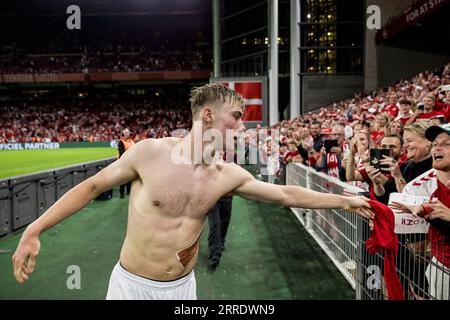 Kopenhagen, Dänemark. September 2023. Rasmus Hojlund aus Dänemark nach dem Qualifikationsspiel zur UEFA Euro 2024 zwischen Dänemark und San Marino in Parken in Kopenhagen. (Foto: Gonzales Photo/Alamy Live News Stockfoto