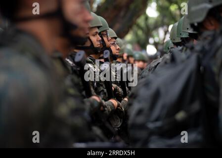 Salvador, Bahia, Brasilien - 7. September 2023: Soldaten der Armee werden während der brasilianischen Unabhängigkeitsfeiern in der Stadt Salvador, Bahia, gesehen. Stockfoto