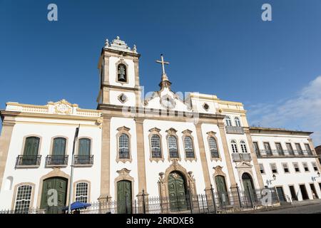 Salvador, Bahia, Brasilien - 02. September 2023: Fassade des Igreja Ordem Terceira Sao Domingos Gusmao in Pelourinho, historisches Zentrum der Stadt Sa Stockfoto