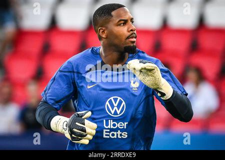 Saint-Denis, Frankreich, Frankreich. September 2023. Mike MAIGNAN aus Frankreich während des UEFA Euro 2024-Qualifikationsspiels Gruppe B zwischen Frankreich und der Republik Irland am 7. September 2023 im Parc des Princes Stadium in Paris. (Bild: © Matthieu Mirville/ZUMA Press Wire) NUR REDAKTIONELLE VERWENDUNG! Nicht für kommerzielle ZWECKE! Stockfoto