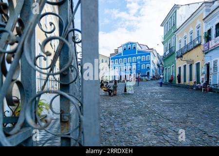 Salvador, Bahia, Brasilien - 02. September 2023: Blick von Ladeira do Pelourinho im historischen Zentrum der Stadt Salvador, Bahia. Stockfoto