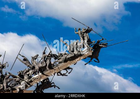 Paipa, Boyaca, Kolumbien – 8. August 2023: Detail des Vargas Swamp Lancers Memorial in der Nähe der Stadt Paipa in Boyacá. Umgesetzt durch kolumbianische Kunst Stockfoto