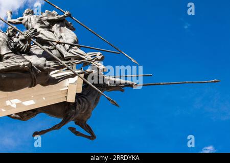 Paipa, Boyaca, Kolumbien – 8. August 2023: Detail des Vargas Swamp Lancers Memorial in der Nähe der Stadt Paipa in Boyacá. Umgesetzt durch kolumbianische Kunst Stockfoto