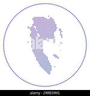 Ko Lanta digitales Badge. Gepunktete Stilkarte von Ko Lanta im Kreis. Technische Ikone der Insel mit gradizierten Punkten. Tolle Vektorillustration. Stock Vektor