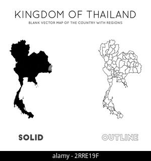 Thailand Karte. Leere Vektorkarte des Landes mit Regionen. Grenzen von Thailand für Ihre Infografik. Vektorillustration. Stock Vektor