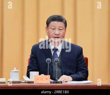 220118 -- PEKING, 18. Januar 2022 -- Generalsekretär des Zentralkomitees der Kommunistischen Partei Chinas, Xi Jinping, ebenfalls chinesischer Präsident und Vorsitzender der Zentralen Militärkommission, spricht am 18. Januar 2022 auf der sechsten Plenartagung der 19. Zentralen Kommission der Kommunistischen Partei Chinas für Disziplinarinspektion CCDI. CHINA-XI JINPING-CPC-CCDI-PLENARTAGUNG CN YAOXDAWEI PUBLICATIONXNOTXINXCHN Stockfoto