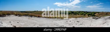 Panoramablick über den Ashfall Fossil Beds State Historical Park im Antelope County, Nebraska Stockfoto