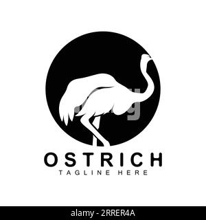 Strauß-Logo-Design, Desert Animal Illustration, Living In The Forest, Vector Camel Brand Product Stock Vektor