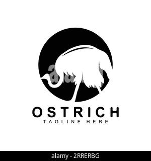 Strauß-Logo-Design, Desert Animal Illustration, Living In The Forest, Vector Camel Brand Product Stock Vektor