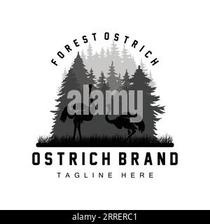 Strauß-Logo-Design, Desert Animal Illustration, Living In The Forest, Vector Camel Brand Product Stock Vektor