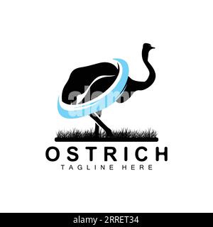 Strauß-Logo-Design, Desert Animal Illustration, Living In The Forest, Vector Camel Brand Product Stock Vektor