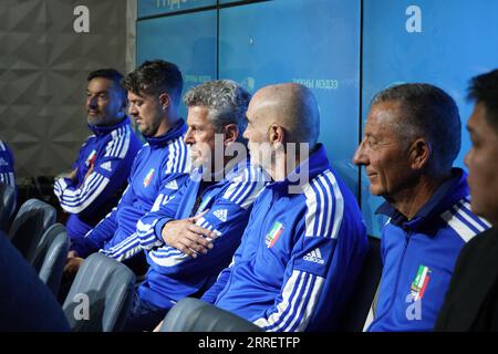 Ulaanbaatar, Mongolei, 8. September 2023. Der berühmte italienische Fußballspieler Gianluca Zambrotta hielt eine Pressekonferenz über das Fußballtraining in der Mongolei ab. Quelle: L.Enkh-Orgil/Alamy Live News. Stockfoto