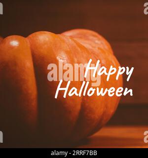 Composite aus Happy halloween Text und halloween Kürbis Hintergrund Stockfoto