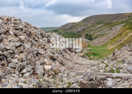 Blick über Swaledale von alten Bergbaugruben Stockfoto