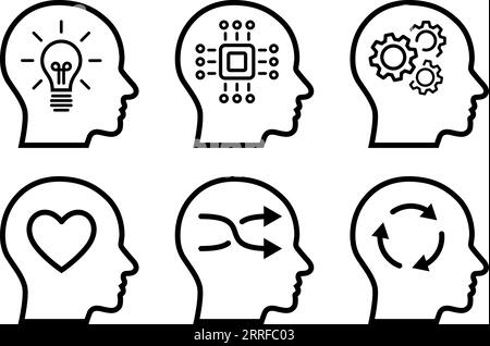 Satz von Liniensymbolen für Soft Power Skills als Geschäftskonzept Stock Vektor