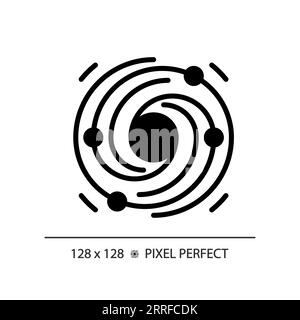 Galaxy Pixel perfektes schwarzes Glyphe-Symbol Stock Vektor