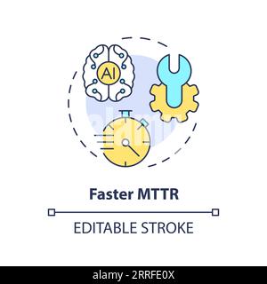 2D-Symbol für dünne, lineare, farbenfrohe, schnellere MTTR Stock Vektor