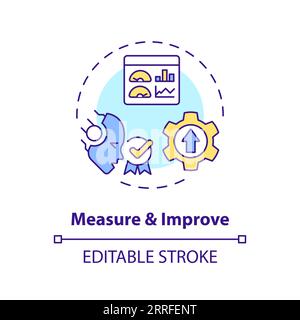 Symbol für die Messung und Verbesserung von 2D-dünnen, linearen, bunten Farben Stock Vektor