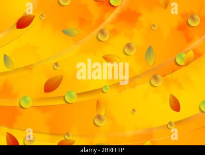 Hellorangener herbstlicher welliger Hintergrund mit Blättern. Vektordesign Stock Vektor