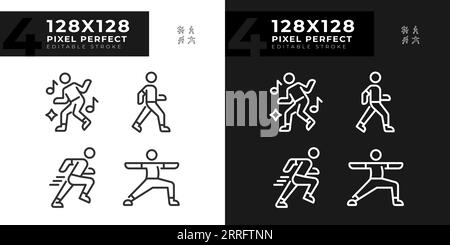 Bearbeitbare Pixel perfekte Hell- und Dunkel-Fitness-Symbole Stock Vektor