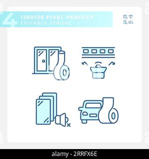 Bearbeitbare Pixel-Symbole mit perfekter Schalldämmung Stock Vektor