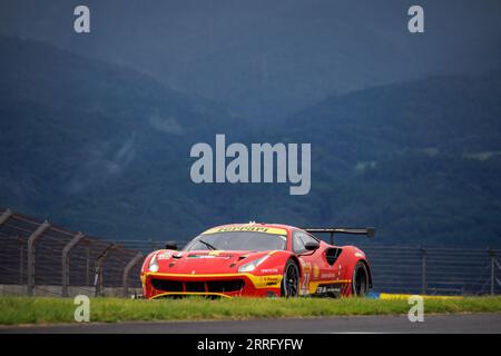 21 KOIZUMI Hiroshi (jpn), MANN Simon (usa), COZZOLINO Kei (jpn), AF Corse, Ferrari 488 GTE Evo, Action während der 6 Stunden von Fuji 2023, 6. Runde der FIA-Weltmeisterschaft 2023, vom 7. Bis 10. September 2023 auf dem Fuji Speedway in Oyama, Japan Stockfoto