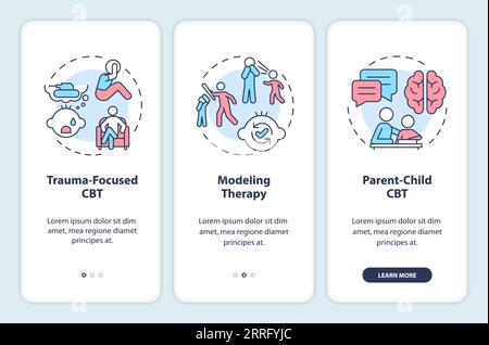 Walkthrough-Verhaltenstherapie mit Line Icons-Konzept Stock Vektor