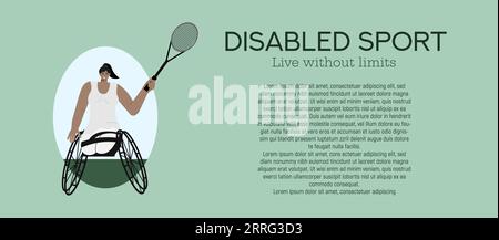 Vektor-Illustration, Banner, das Menschen mit Behinderungen zeigt.Eine Person mit Behinderungen geht in den Sport. Stock Vektor