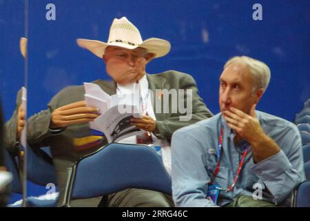 Der letzte Tag der Republican National Convention baut die Dankesrede von Präsidentschaftskandidat Mitt Romney. Stockfoto