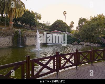 Wasserfall im Doramas Park (Parque Doramas) in Las Palmas de Gran Canaria, Spanien Stockfoto