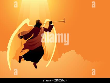 Vektorillustration eines Engels, der Trompete bläst Stock Vektor