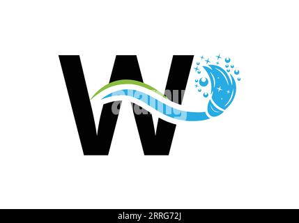 Letter W Cleaning Service Logo Design-Konzept mit Clean Brush Symbol-Vorlage. Stock Vektor
