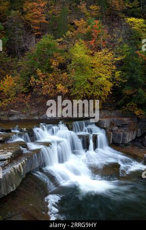 Lower Taughannock Falls im Herbst im Taughannock Falls State Park, New York, USA Stockfoto