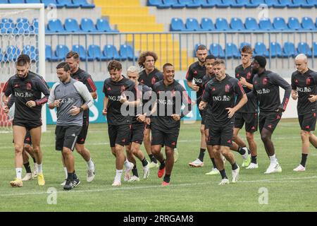 Baku, Aserbaidschan. September 2023. Belgiens Spieler wurden während einer Trainingseinheit der belgischen Fußballnationalmannschaft Red Devils in Baku, Aserbaidschan, am Freitag, den 08. September 2023, abgebildet. Die Teufel spielen morgen Aserbaidschan. BELGA PHOTO BRUNO FAHY Credit: Belga News Agency/Alamy Live News Stockfoto