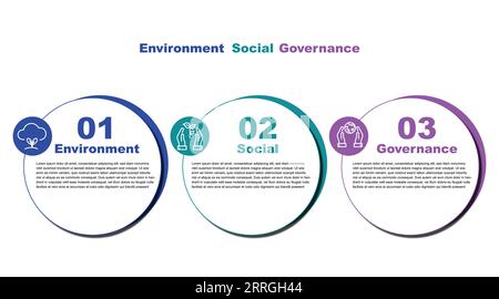 ESG Infografik Folie für Web und Print ESG Umwelt, Soziales, Governance Stock Vektor