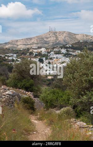 Lefkes, Paros - Blick von der Byzantinischen Straße Stockfoto