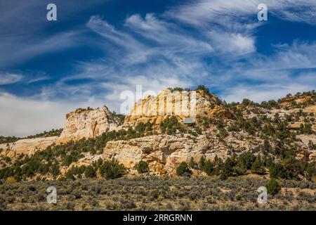 Sandsteinformationen auf dem Kaiparowits Plateau im Grand Staircase-Escalante National Monument, Utah. Stockfoto