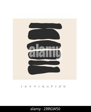 Handgezeichneter Vektor abstrakte grafische Strichgrafik einfacher, zeitgenössischer Sammlungsdruck mit Boho-Ästhetik organischen grafischen Formen. Mode feminines Konzept Stock Vektor