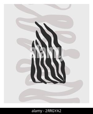 Handgezeichneter Vektor abstrakte grafische Strichgrafik einfacher, zeitgenössischer Sammlungsdruck mit Boho-Ästhetik organischen grafischen Formen. Mode feminines Konzept Stock Vektor