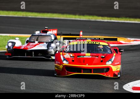 21 KOIZUMI Hiroshi (jpn), MANN Simon (usa), COZZOLINO Kei (jpn), AF Corse, Ferrari 488 GTE Evo, Action während der 6 Stunden von Fuji 2023, 6. Runde der FIA-Weltmeisterschaft 2023, vom 7. Bis 10. September 2023 auf dem Fuji Speedway in Oyama, Japan Stockfoto