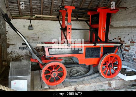 Vintage Wooden Hopwood und Tilley Fire Engine auf dem Brockhampton Estate. Brockhampton, Hereford, Vereinigtes Königreich. Stockfoto