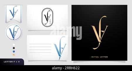 Initial Letter FV oder VF Monogramm Logo Vorlage Elemente für Ihr Unternehmen mit Eleganz Stil, Schreibwaren, Layouts Collagen, Druckmaterialien Stock Vektor