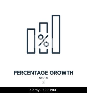 Symbol Für Prozentuales Wachstum. Diagramm, Erhöhen, Fortschritt. Bearbeitbare Kontur. Symbol „Einfacher Vektor“ Stock Vektor