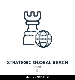 Symbol "Strategische Globale Reichweite". International, Growth, Worldwide. Bearbeitbare Kontur. Symbol „Einfacher Vektor“ Stock Vektor