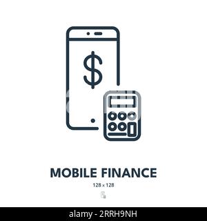 Symbol Für Mobile Finance. Smartphone, Geldbörse, Bankwesen. Bearbeitbare Kontur. Symbol „Einfacher Vektor“ Stock Vektor